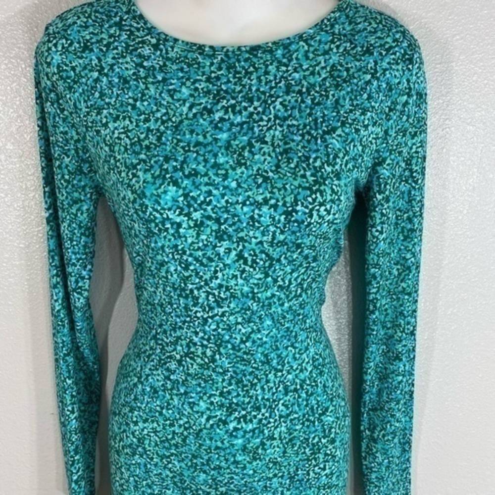 Michael Kors Green Printed Ruffle Hem Jersey Dress - image 3